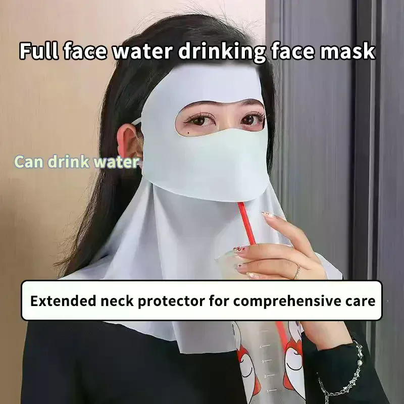 

2026 New Fashion Ice Silk Sun Protection Mask Full Face UPF50+ Anti-UV Neck Scarf Breathable Sunshade Face Mask Cycling Mask