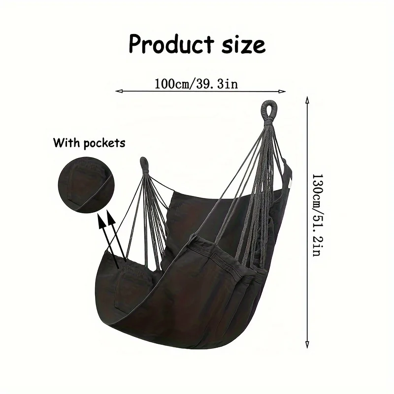 1Pc Outdoor Hangmat Stoel, Canvas Vrije Tijd Schommel Hangende Stoel, Zonder Kussen En Kussen, Indoor Outdoor Hangmat