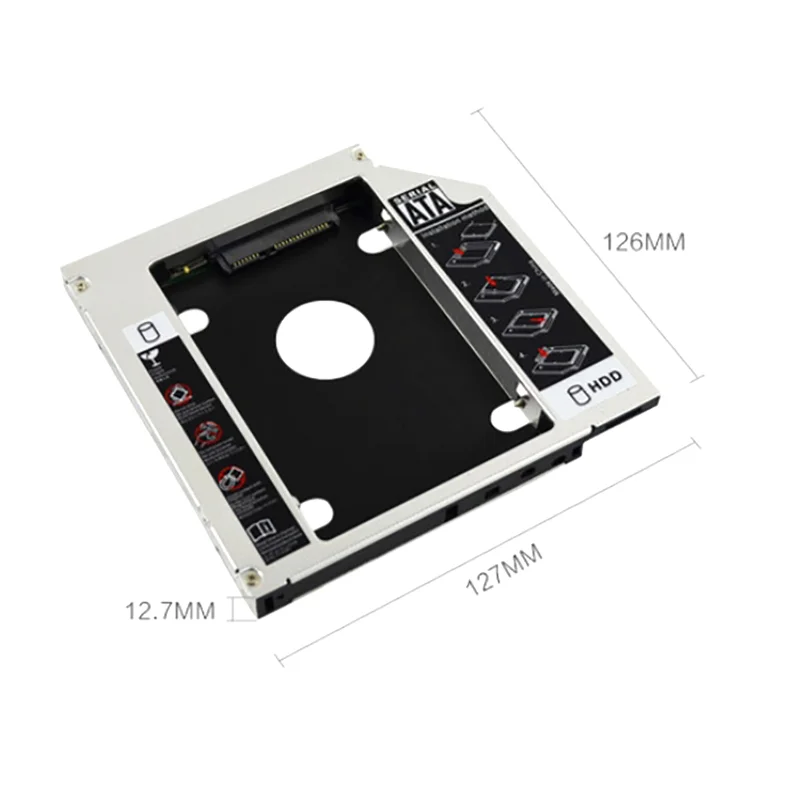 ATA Serial Port Notebook Optical Drive Slot Thin And Thick All-aluminum Alloy 2.5-inch Hard Disk Bracket