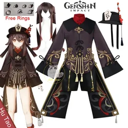 Genshin Impact Hu Tao Cosplay Costume HuTao Chinese Style Clothing Uniform Wig Anime Game Halloween Costumes for Women Girls