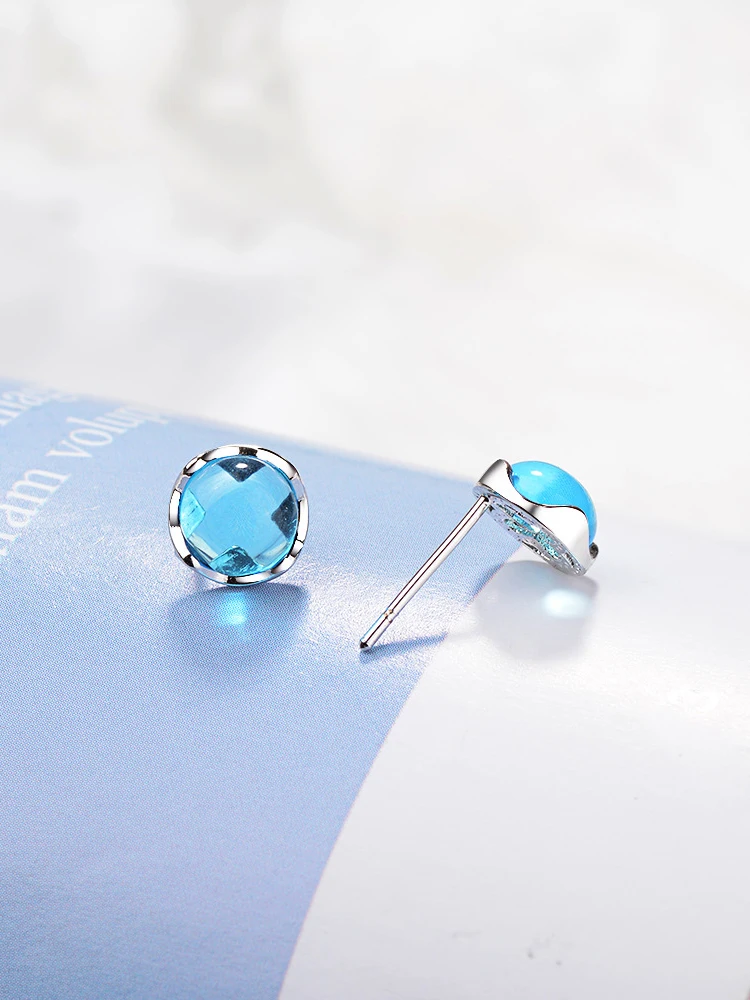 New Arrival Stamp 925 Sterling Silver Mermaid Bubble Stud Earrings For Women Light Blue Crystal Earring Boucle D'oreille 2026