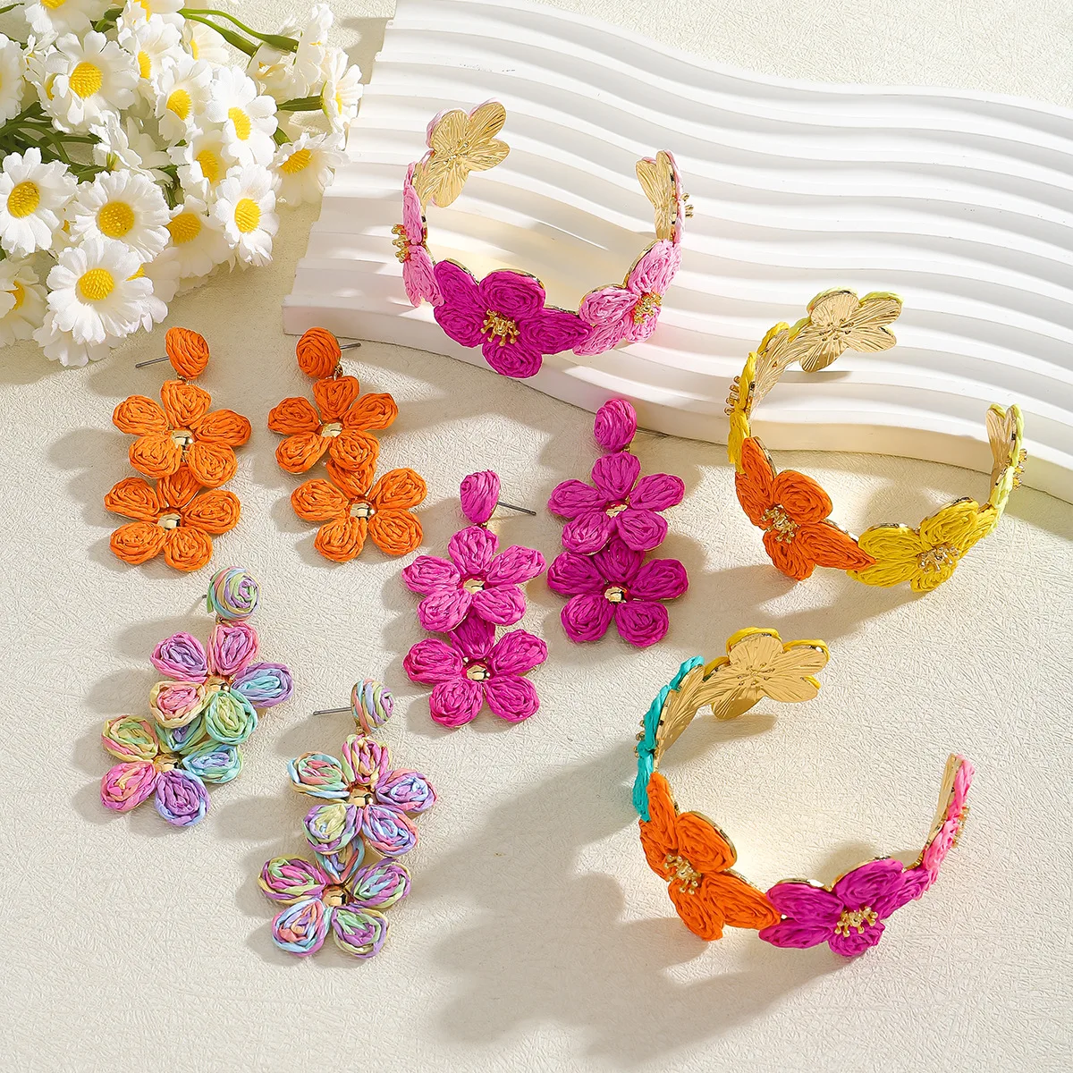 Lafite Valentine's Day Personalized Flower Bracelet Earrings Set Fashion Christmas Decoration Temperament Cross-border Jewelry