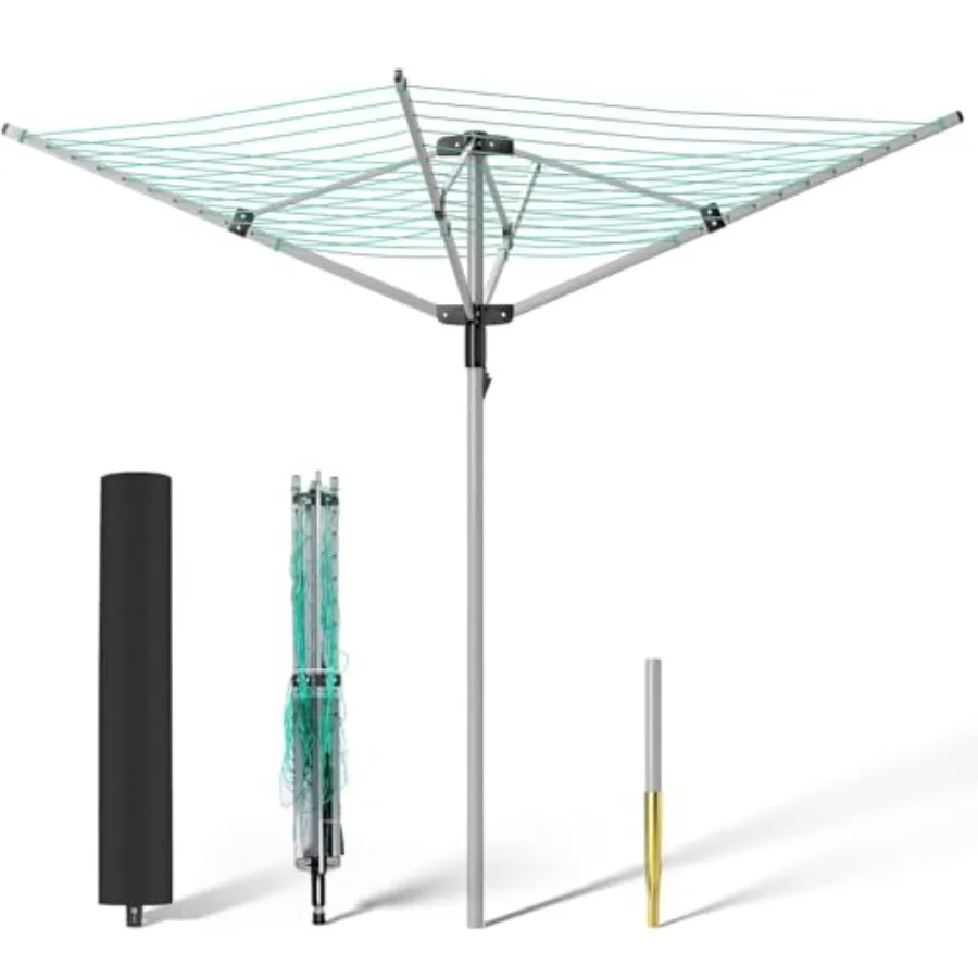 

Rotary Umbrella Drying Rack Adjustable Height Rotary 4-arm Umbrella Clothesline for Laundry Outdoors Dryer Collapsible Clothes