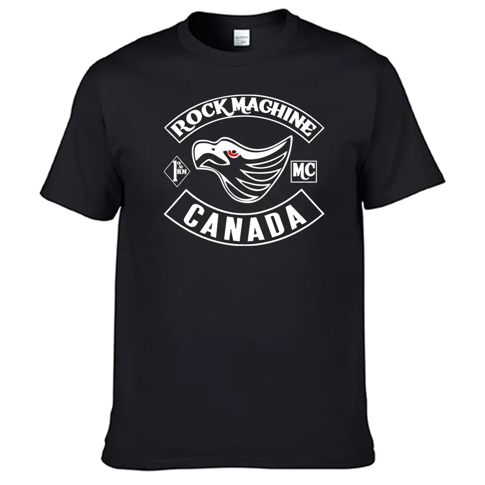 Motorcycles Club Rock Machine Mc Canada T shirt 100% Cotton T-Shirt Top Sales N010