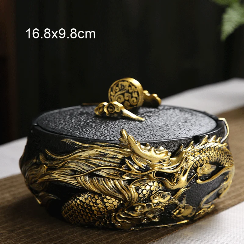 

Креативная пепельница в форме дракона из смолы, украшение журнального столика для гостиной, офисные принадлежности, портативная офисная пепельница с крышкой, 1 шт.