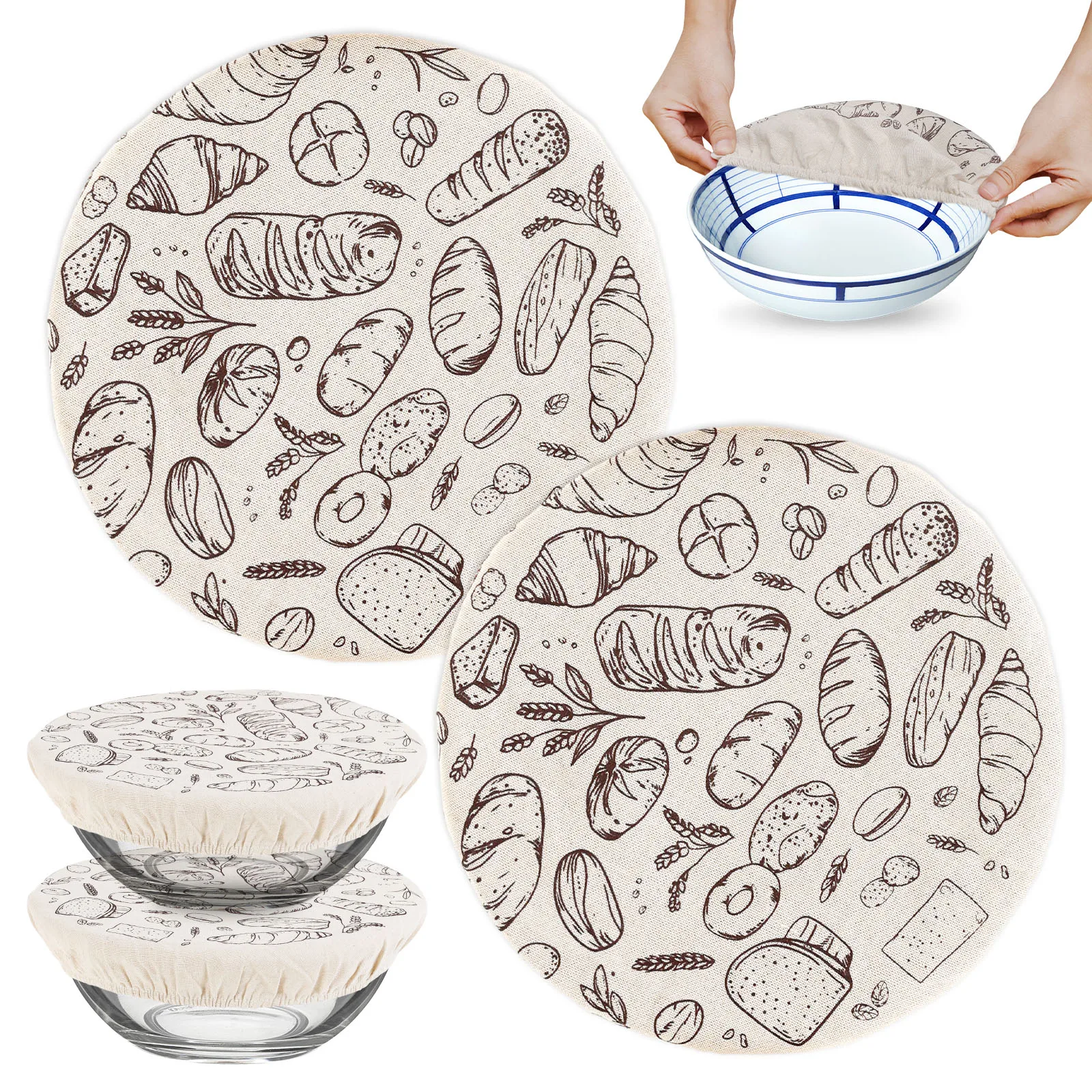 3Pcs Elastic Cloth Jar Covers Reusable Cloth for Sourdough Starter Jars Elastic Bread Fermentation Cover Bread Proofing Cover