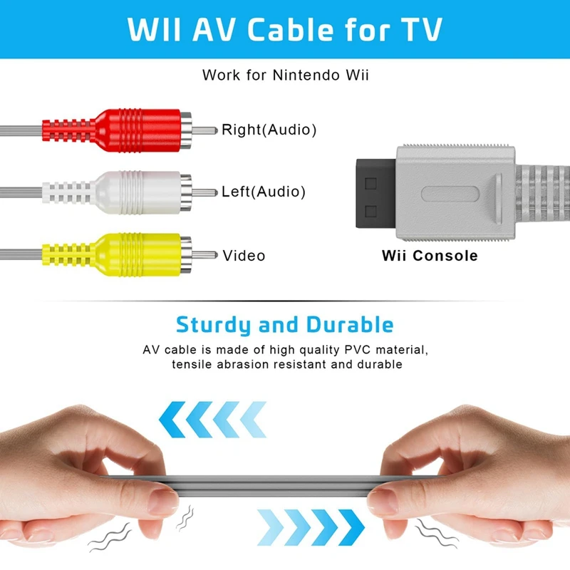 3 In 1 Wired Motion Sensor Bar + AC Power Supply Adapter Cord + Composite Audio Video Cable For Nintendo Wii