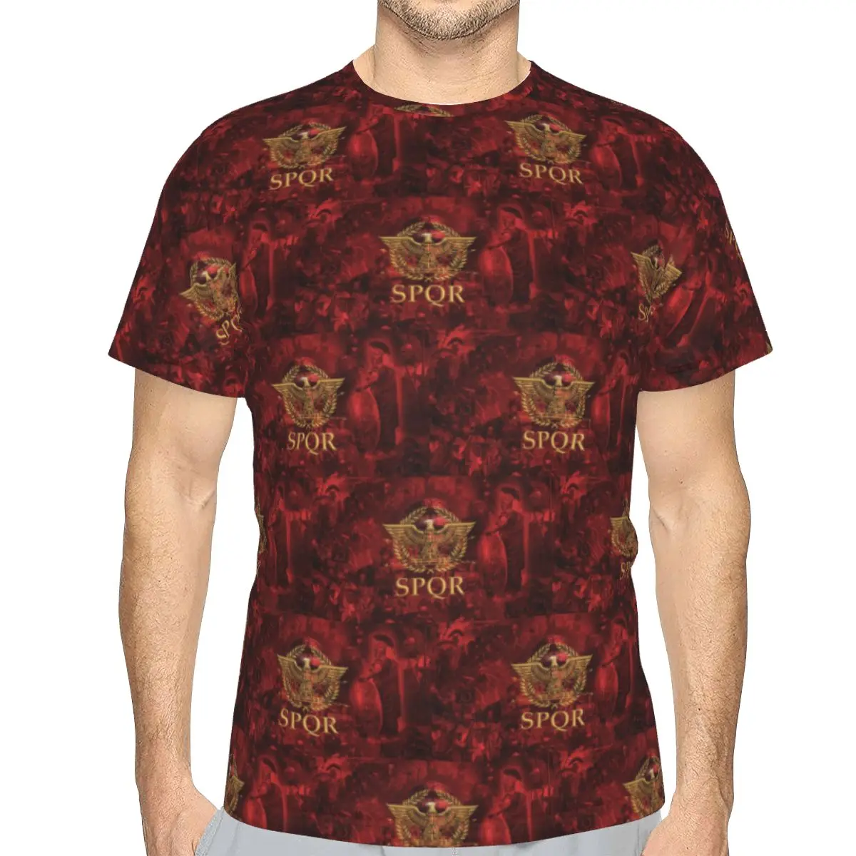 Gold Roman Imperial Eagle SPQR 100% Cotton T-Shirt Men'sClassic T Shirts Men Round Neck Short Sleeve