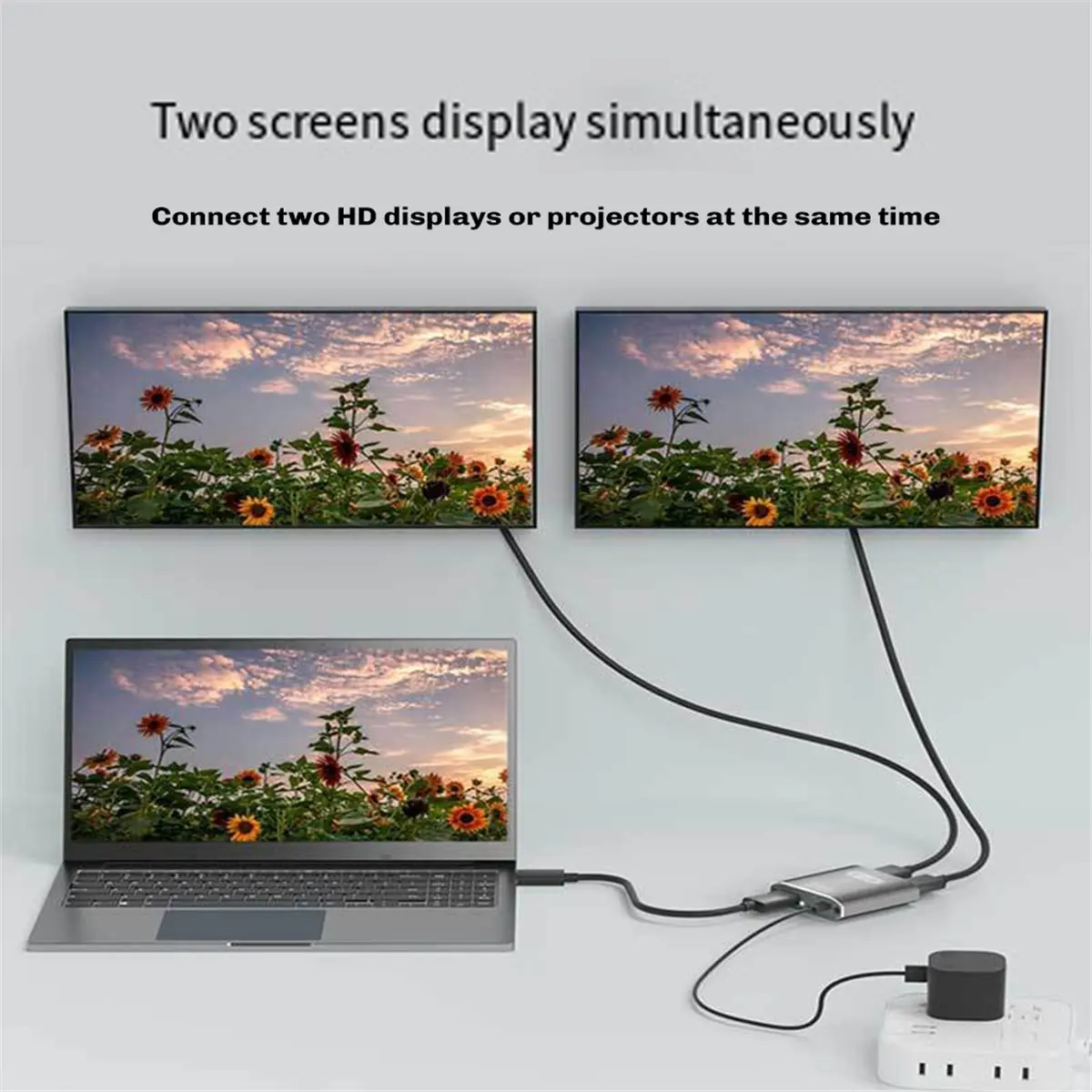 NEW FACTORY~-Compatible Splitter 1 in 2 Out Computer Monitor Splitter High-Definition Video Screen Sharing Device 4k30hz