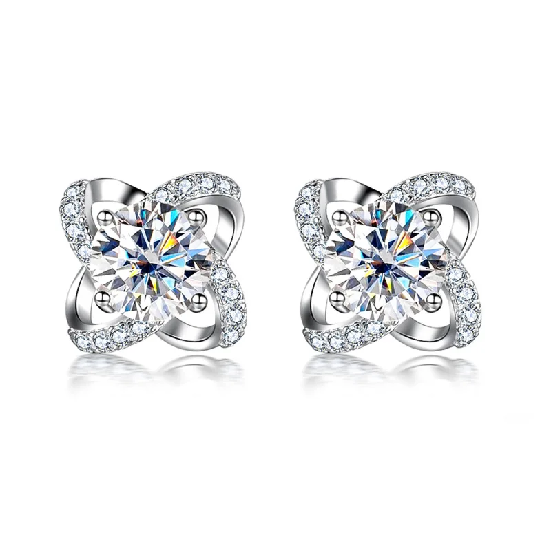 Apaison 1 ct Real Moissanite Stud Earrings For Women Fine Jewelry 100% 925 Sterling Silver Ear Studs Bridal Gift Wholesale