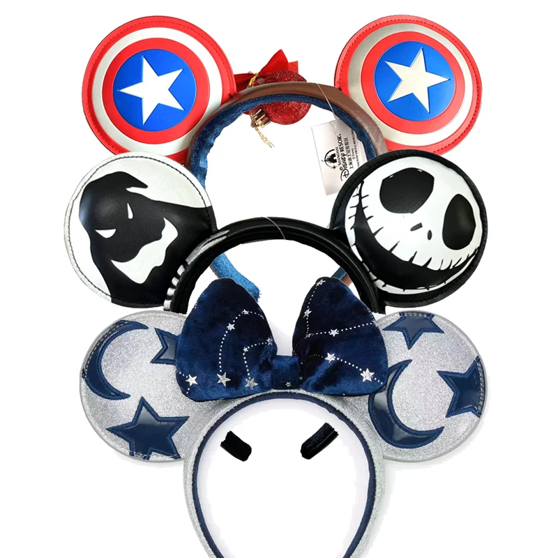 

Disney Captain America Shield Mickey Mouse Ear Headband For Boy Disneyland Mickey Adult/Child PU Leather Cosplay Girl Accessorie