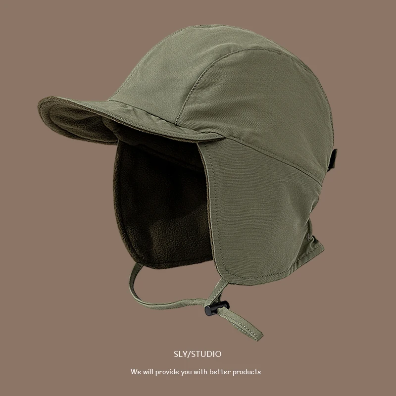 Chapeau de pilote Simple de couleur unie pour hommes et femmes, casquette de Ski chaude en velours d'hiver, protection des oreilles d'équitation en plein air, chapeaux de bombardier Gorras