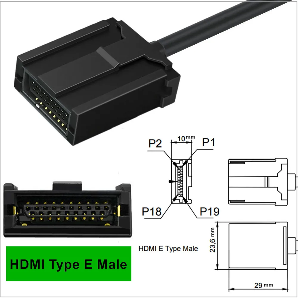 1.5m 5ft 1080P HDMI E Type to HDMI V1.4 A Type Female with Lock Extension Cable for Car Automotive Multimedia