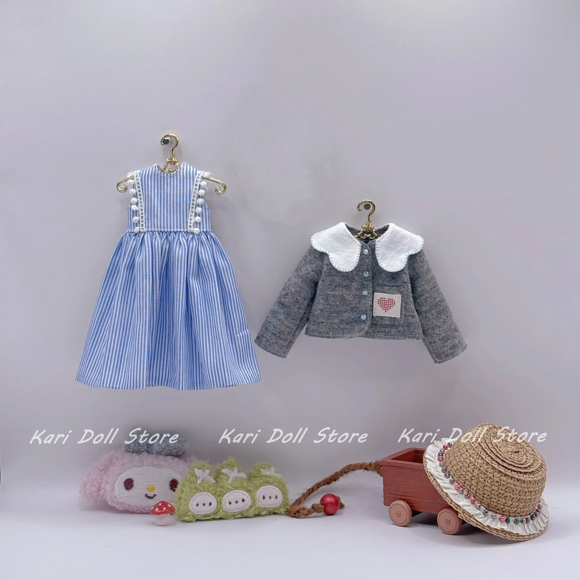 

Kari Doll Clothes for Landazz Landoudou ob24 ob22 Doll Bustle dress and grey coat