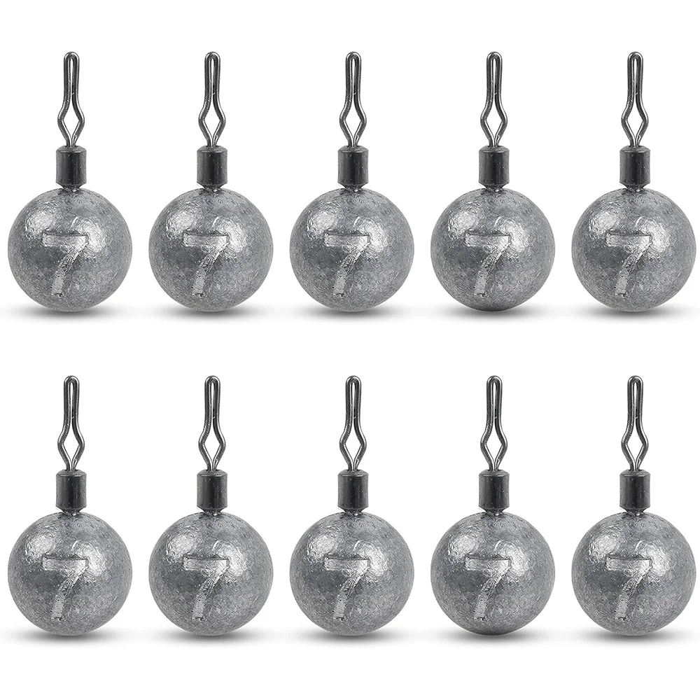 10 pièces plomb de poids de pêche 2.5G-20G 360 °   Plomb de pêche inversé avec connecteur d'appât à Joint rotatif, accessoires d'équipement de pêche