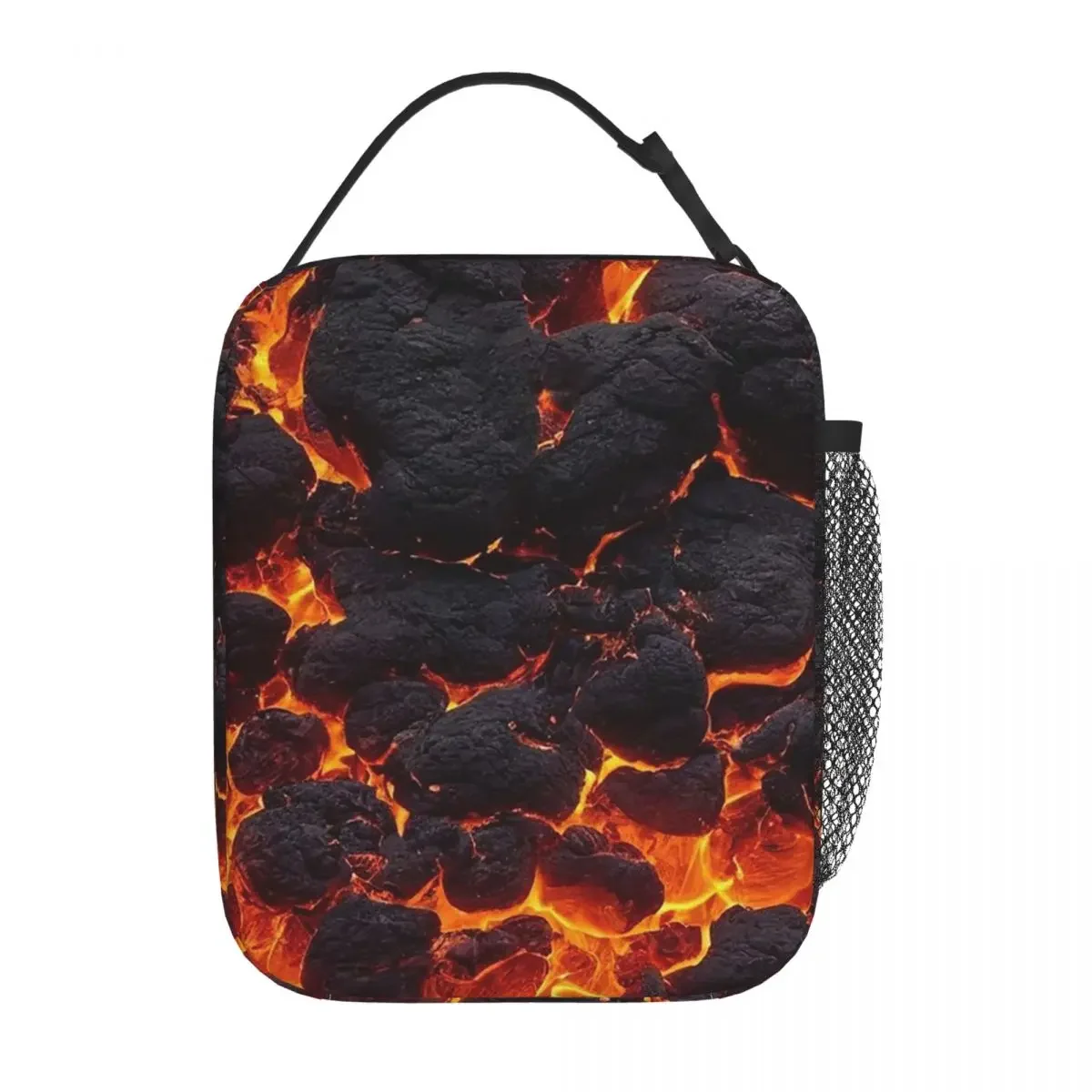Magma Volcano Lava Fire Insulated Lunch Bag for Women Kids Portable Food Boxes Thermal Lunch Box Tote