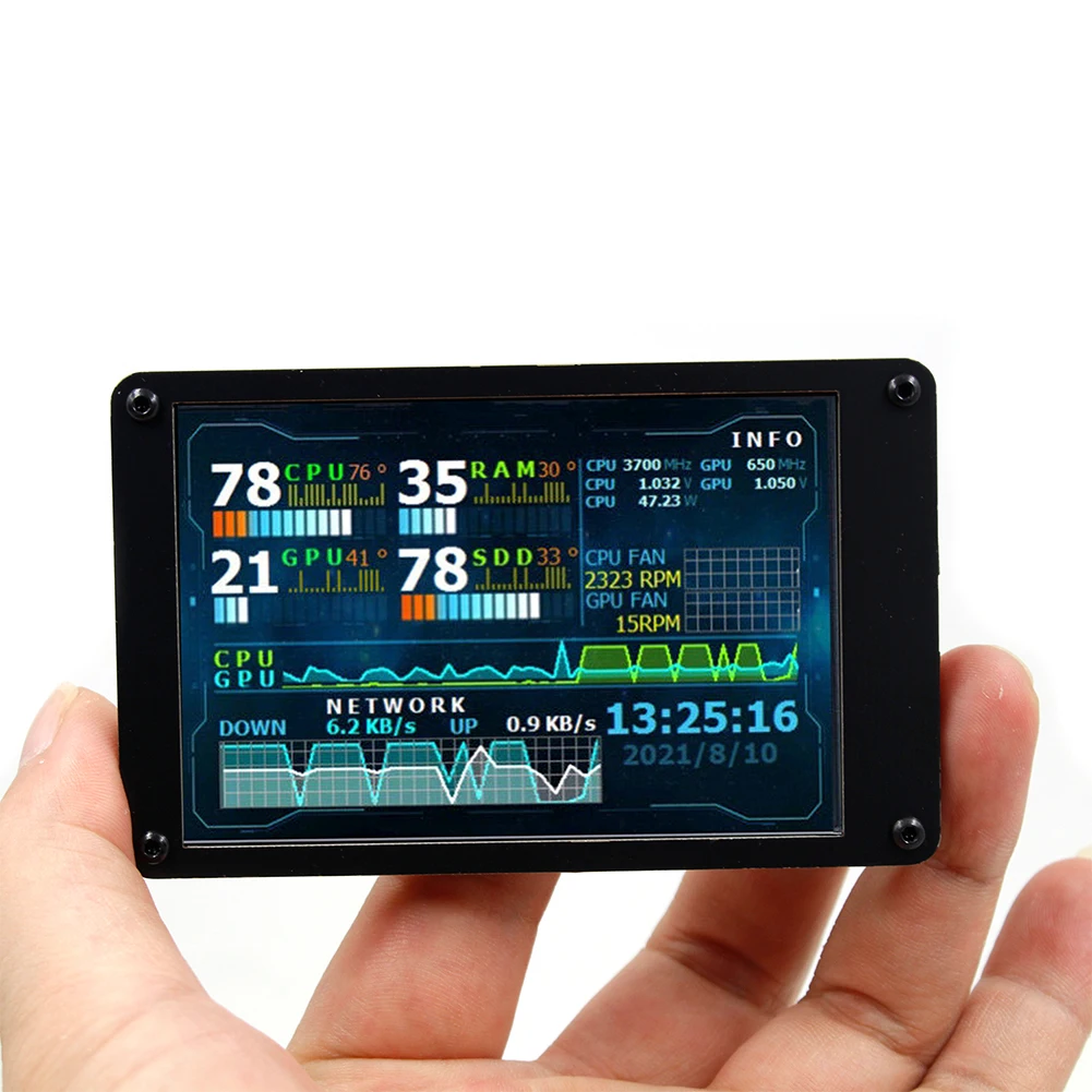 

Dual USB Temperature Monitoring 3.5 Inch IPS DIY PC Display Secondary Screen CPU GPU RAM HDD Acrylic for Mini ITX Case AIDA64