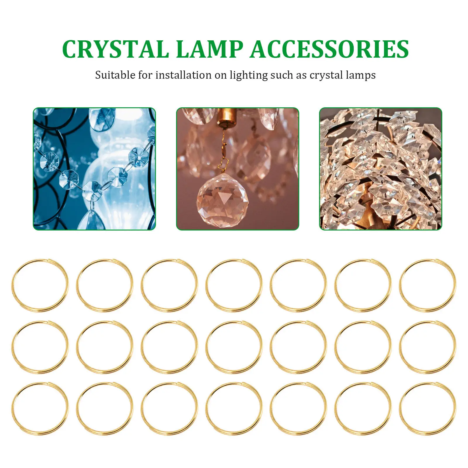 300Pcs Stainless Steel Crystal Lamp Pendant Ring High Strength Chandelier Split Rings for DIY Crystal Ball Ceiling Light Parts