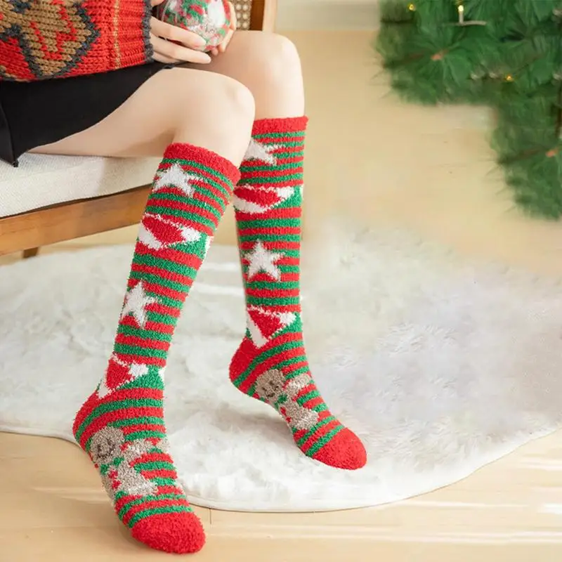 Christmas Socks For Women Winter Crew Socks 4 Pairs Christmas Socks Colorful Holiday Socks Soft Novelty Christmas Supplies For