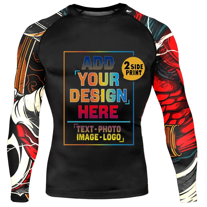 High quality fashion hot selling men\'s Long sleeve T-shirt Compression running shirt gym top add design to your image T-shirt