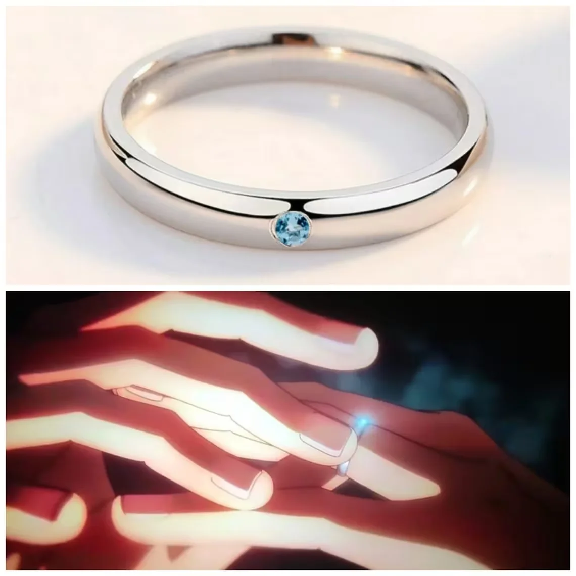 

Jujutsu -Kaisen Blue Crystal Ring Hot Anime Same Ring Ornament Memorial Jewelry Charm Accessory for Woman Man Cosplay Party Gift