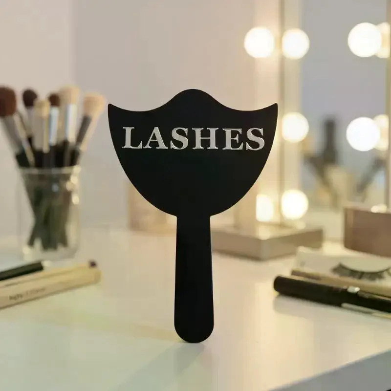 プロのまつげエクステンションミラー、ハンドル付き、精密なまつげエクステとメイクアップサロンの装飾、まつげ技術者用写真小道具