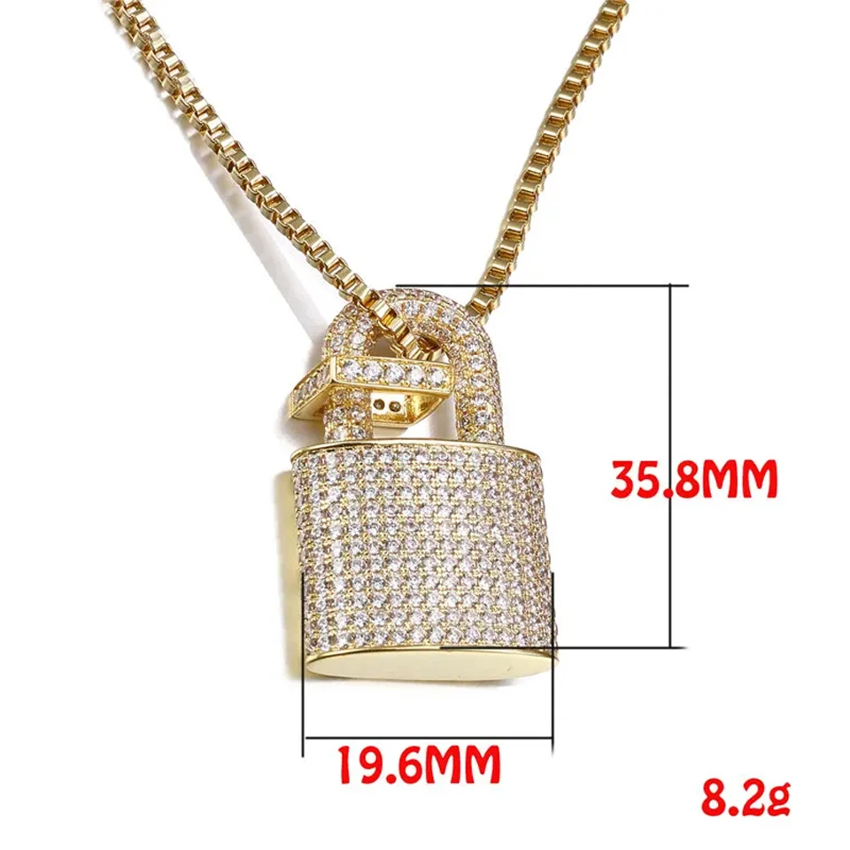VANAXIN Micro Paved Crystal Lock Pendant Necklace Women Men SilverGold Color Fine Jewelry Hiphop Top Quality CZ Christmas Gift