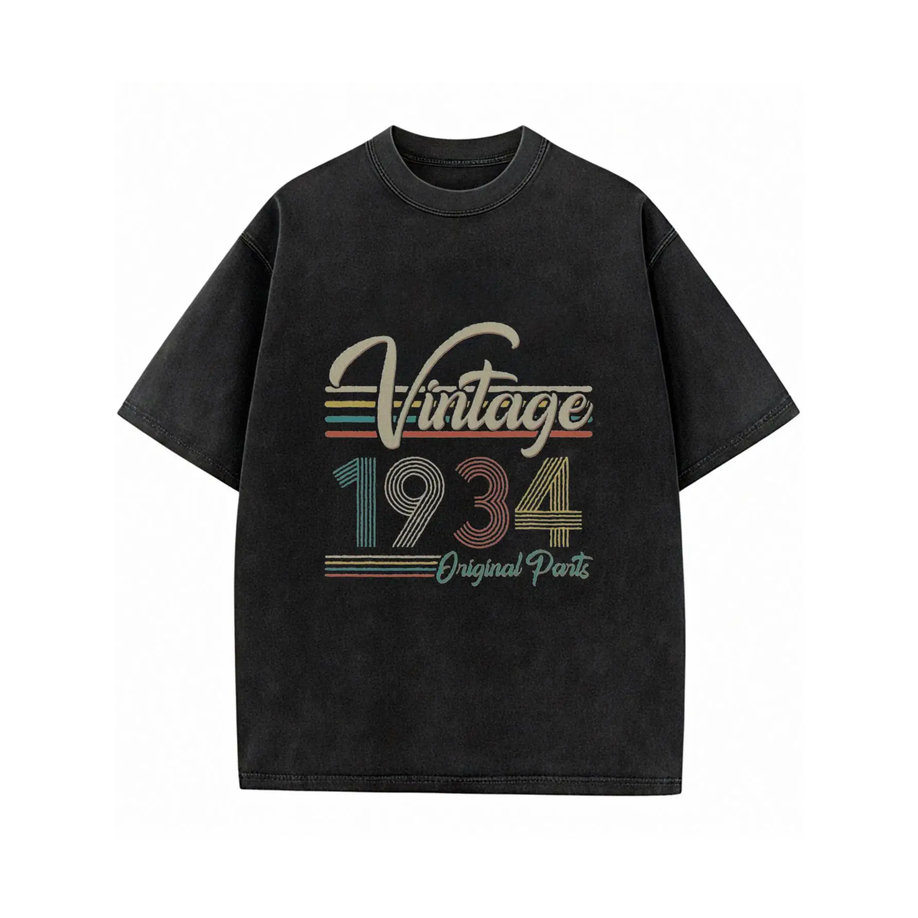 

Vintage 1934 T-shirt Women Funny Birthday Gift for Her Retro Washed Loose Graphic Tee Original Parts Slogan