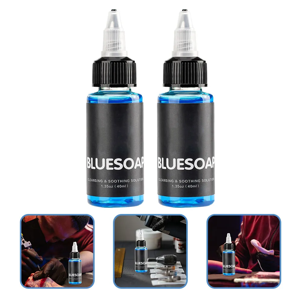 2Pcs Tattooing Blue Soap Premium Cleansing Concentrate for Tattoos Effective Skin Cleaning Refreshing Foaming Bubble
