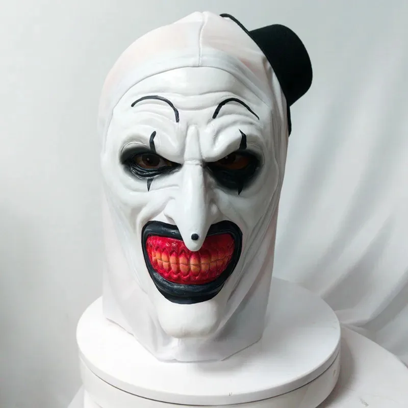 

qq28LQHalloween Terrifier Latex Cosplay Clown Scary Killer Costume Halloween Horror Creepy Mask Adult Men Women Joker Acces
