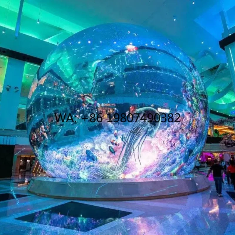 Indoor Clear Glass Transparent Spherical LED Screen HD Video Creative Visual Advertising Display