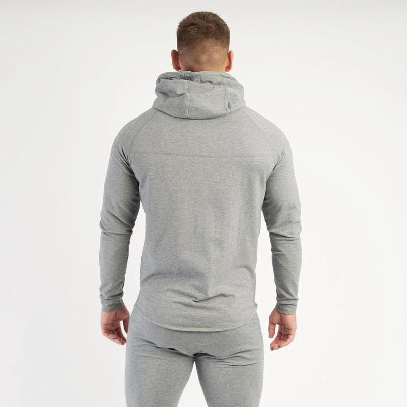 Cotton casual gray slim pullover hoodie men\'s top jogger gym fashion running exercise fitness sportswear men\'s wear