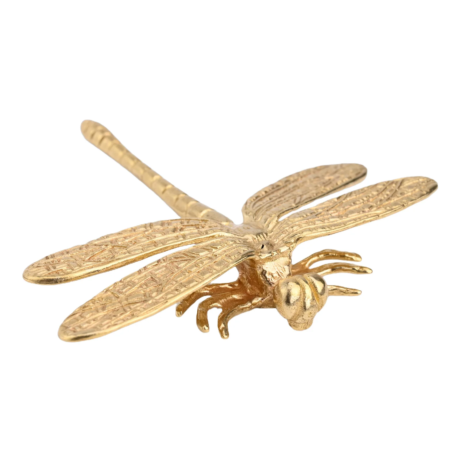 2 Brass Drawer Pull Knobs with Dragonfly Design Solid Metal Handles for Cabinet and Dresser Furniture Drawer Replacement
