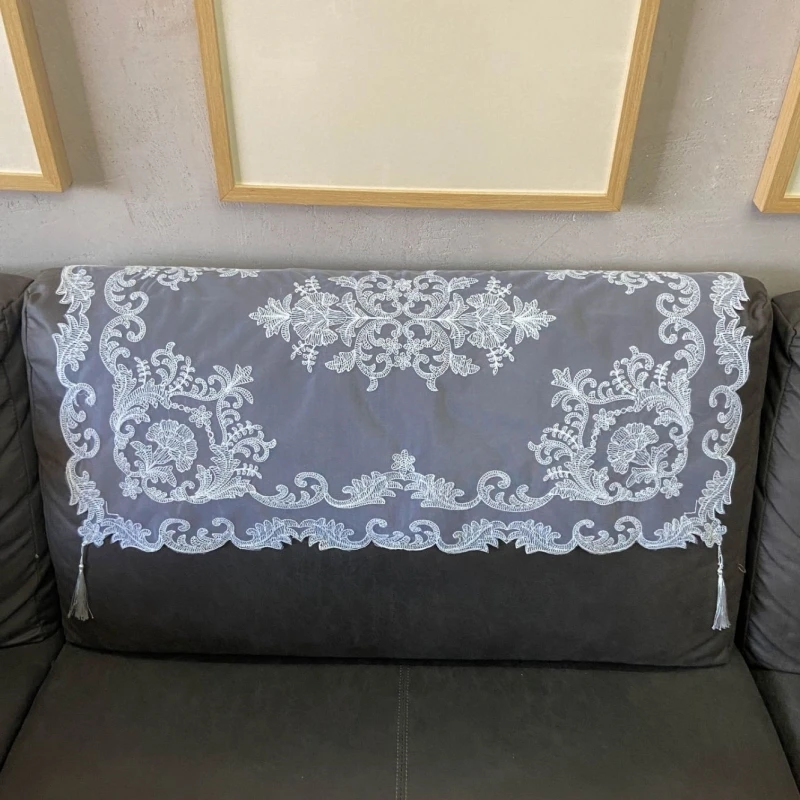 European Mesh Embroidered Multi Size Tablecloth Set TV Bedroom Wall Cabinet Sofa Armrest Cover Christmas Wedding Decoration