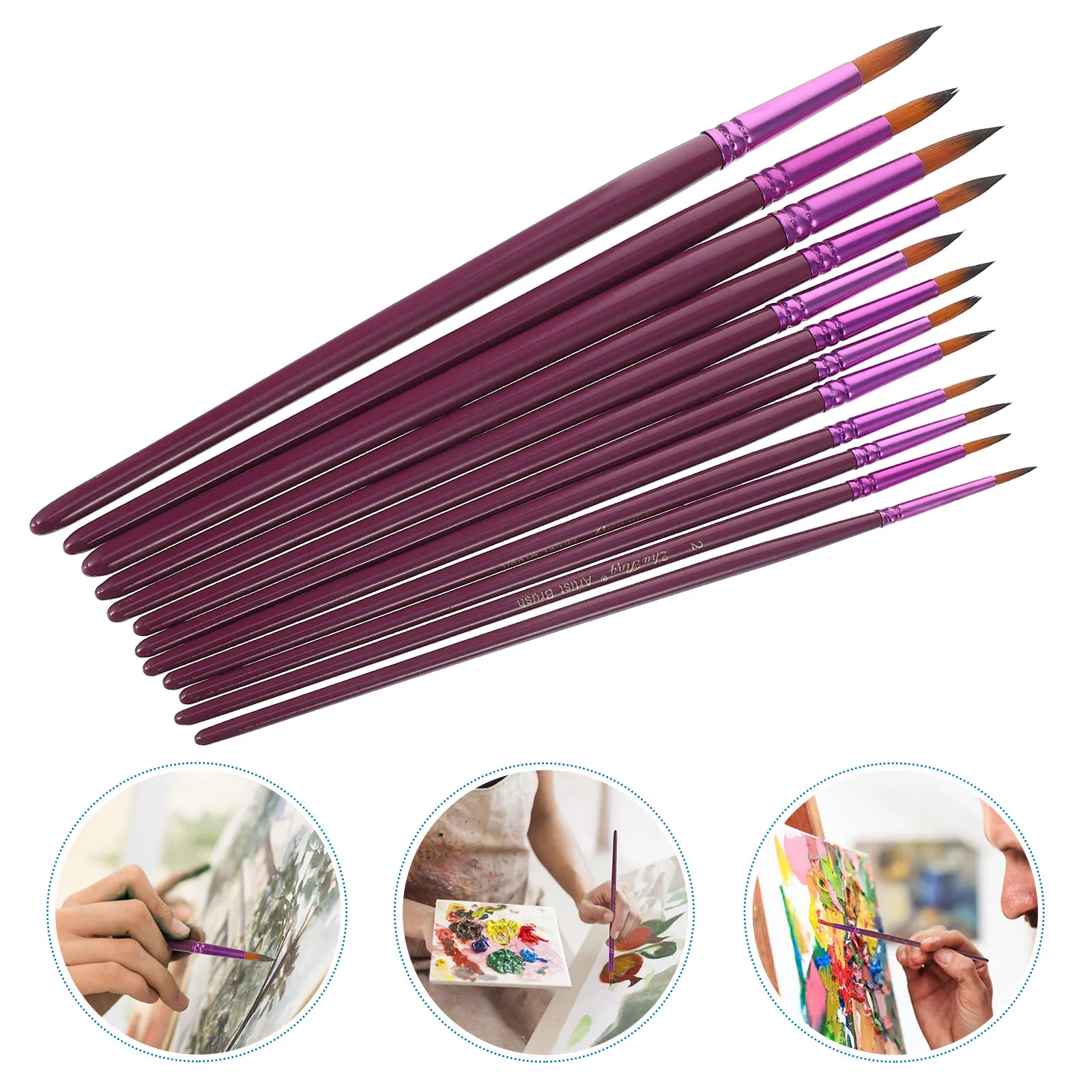 

12 Pcs Watercolor Brush Set Durable Craftsmanship Light Children Art Supplies Painting Tools Oil Body Hair Professional Drawing