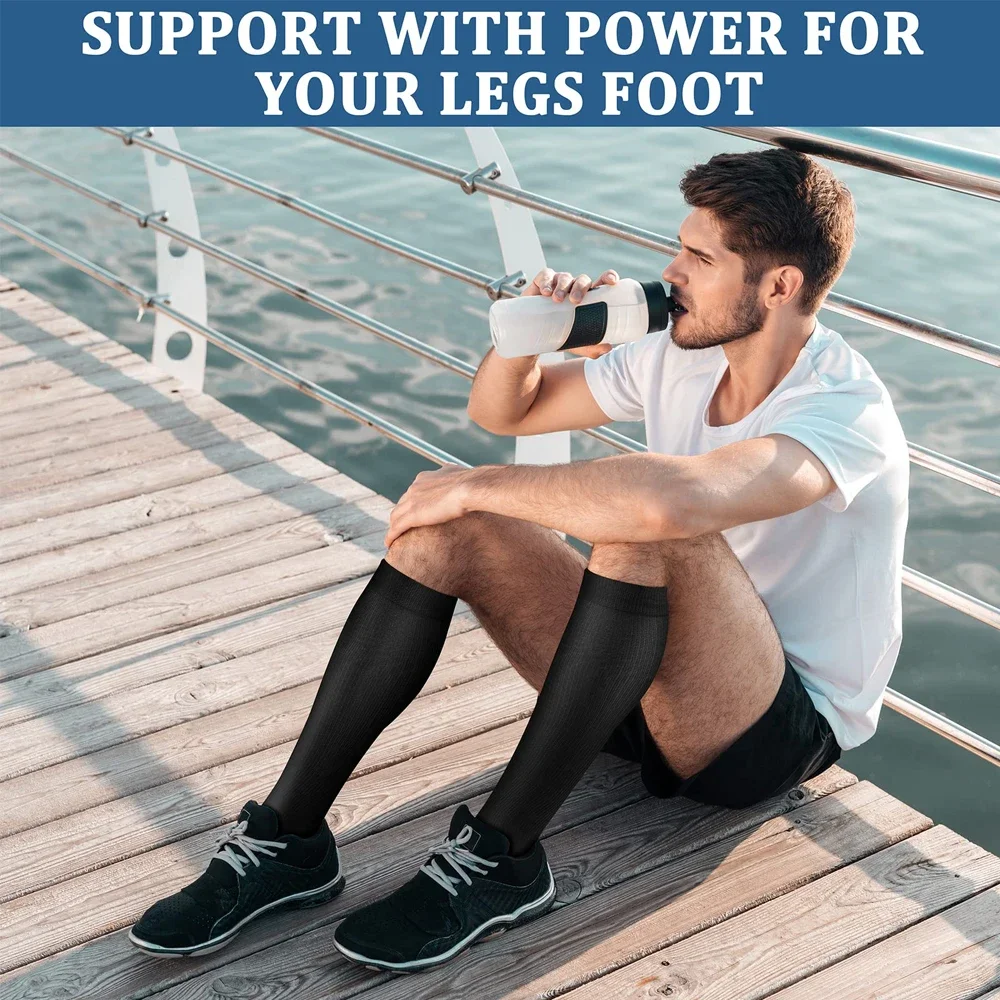 1 Pair Sports Copper Compression Socks for Women and Men, Circulation 15-20 MmHg Is Best Support for All Day Wear Running Nurse