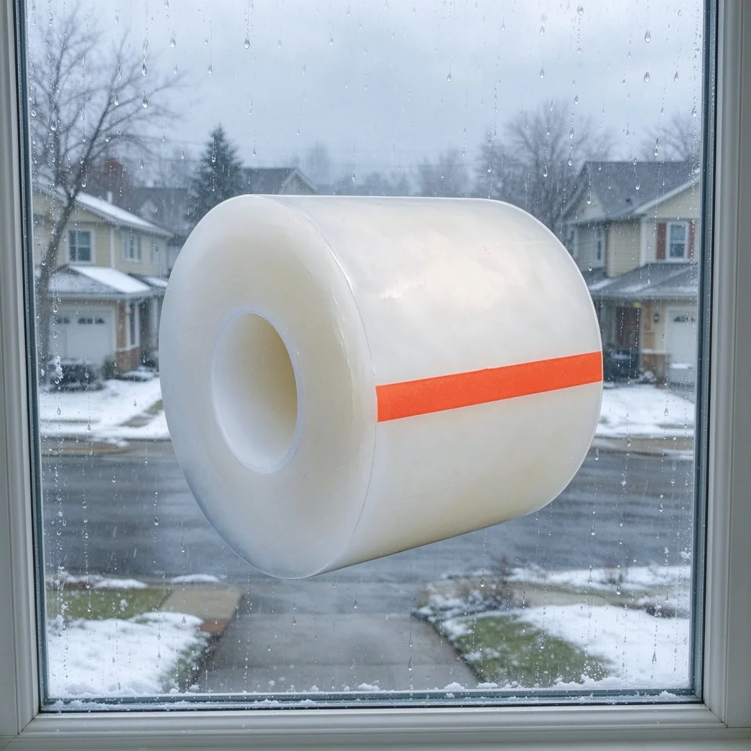 Transparent window weather resistant sealing tape, suitable for winter window sealing kit, used for door and shower glass gaps