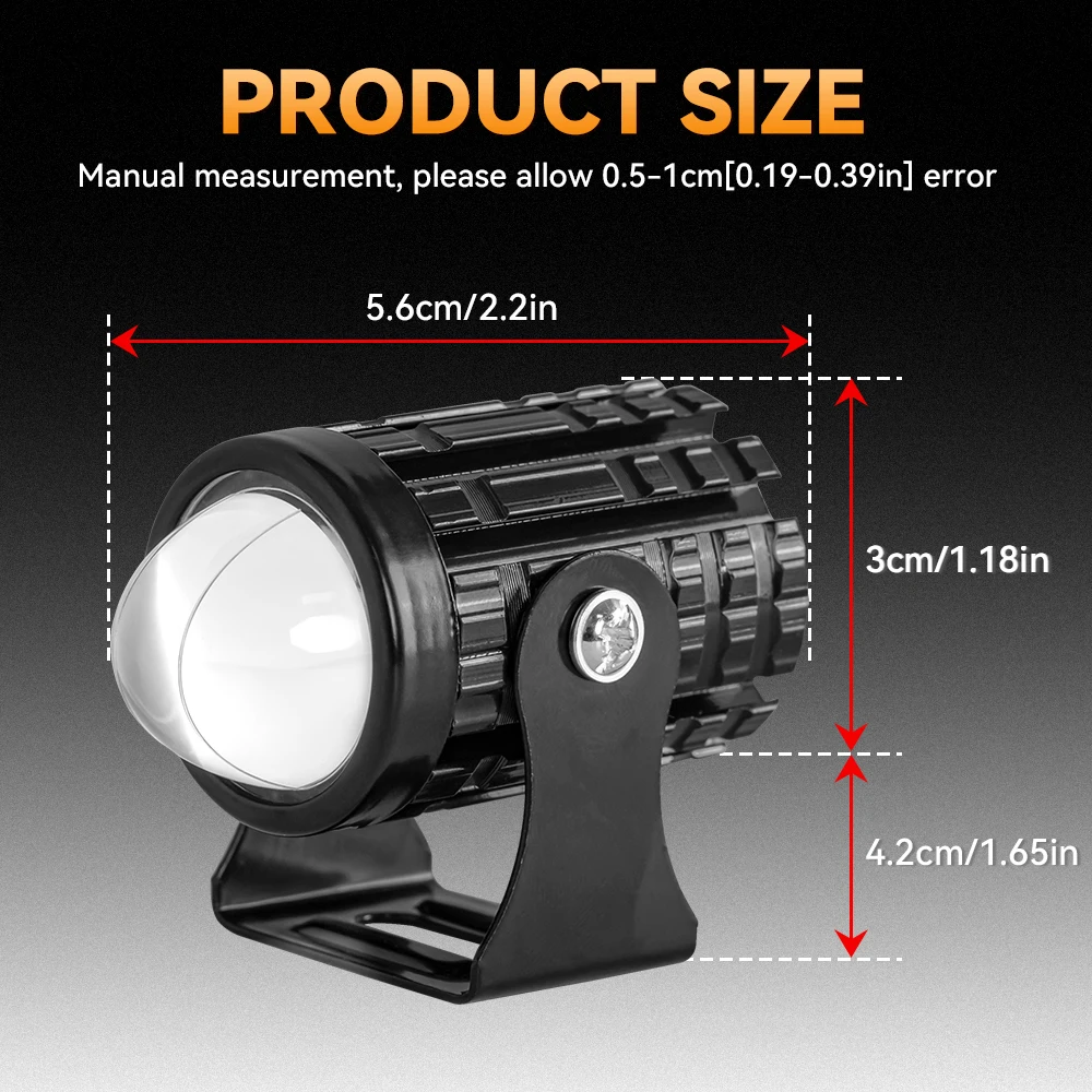 1/2PCS Universal Motorcycle LED Headlight Projector Lens Dual Color ATV Scooter Driving Lamp Fog Light Auxiliary Spotlight Lamp