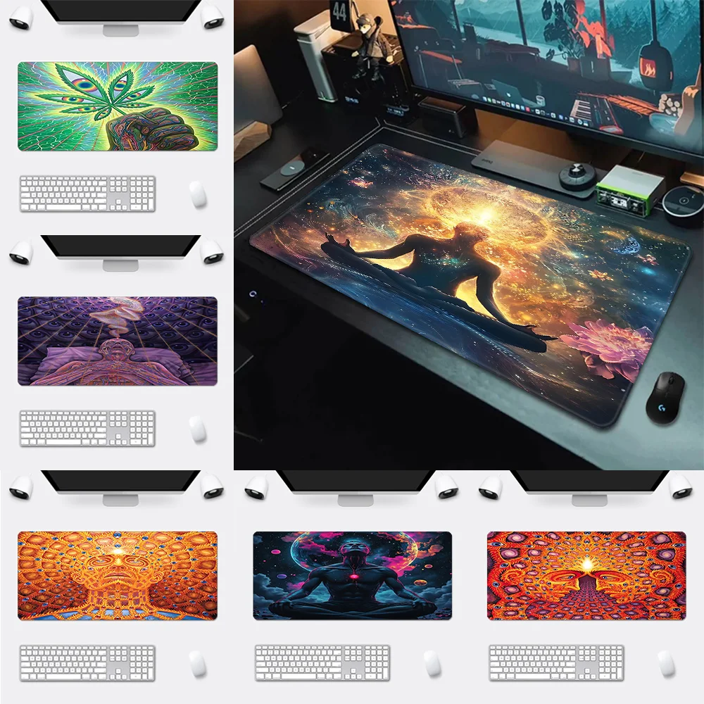 

Alex Grey Trippy Psychedelic Mousepad HD Printing Computer Gamers Locking Edge Non-slip Mouse Pad XL90x40cm Keyboard PC Desk Pad