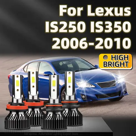 자동차 LED 헤드라이트 전구, 하이 로우 빔, 렉서스 IS250 IS350 2006 2007 2008 2009 2010, HB3 H11 CANbus 6000k, 30000lm, 4 개