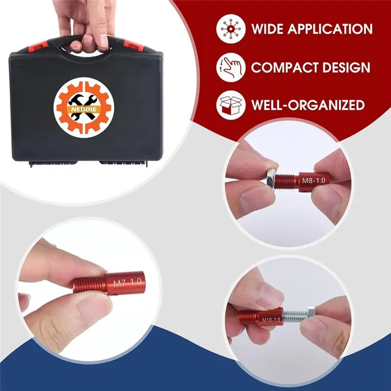 AEE6-فحص خيط الجوز والمسمار - 26 قطعة (14 بوصة و12 متري) مجموعة قياس تحديد المسمار