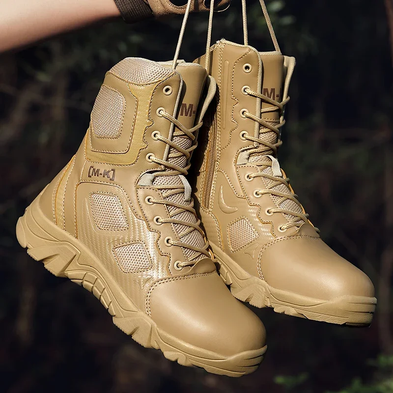 New large size men hiking boots sports comfortable platform light shoes high top anti-collision steel head jungle combat boots