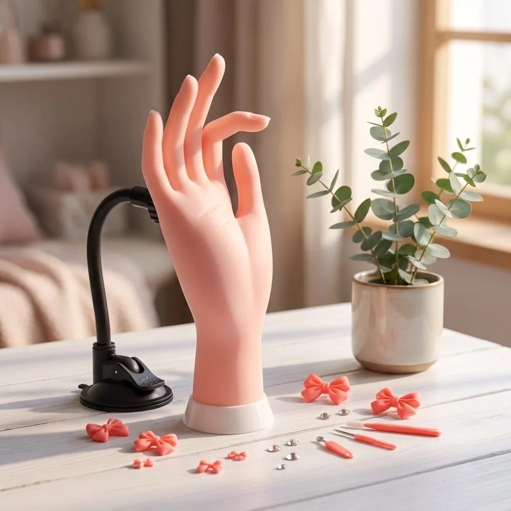 1 Set Magnetic Nail Art Practice Hand Positioning Bendable Flexible Training Mannequin Hand Fake Hand Soft