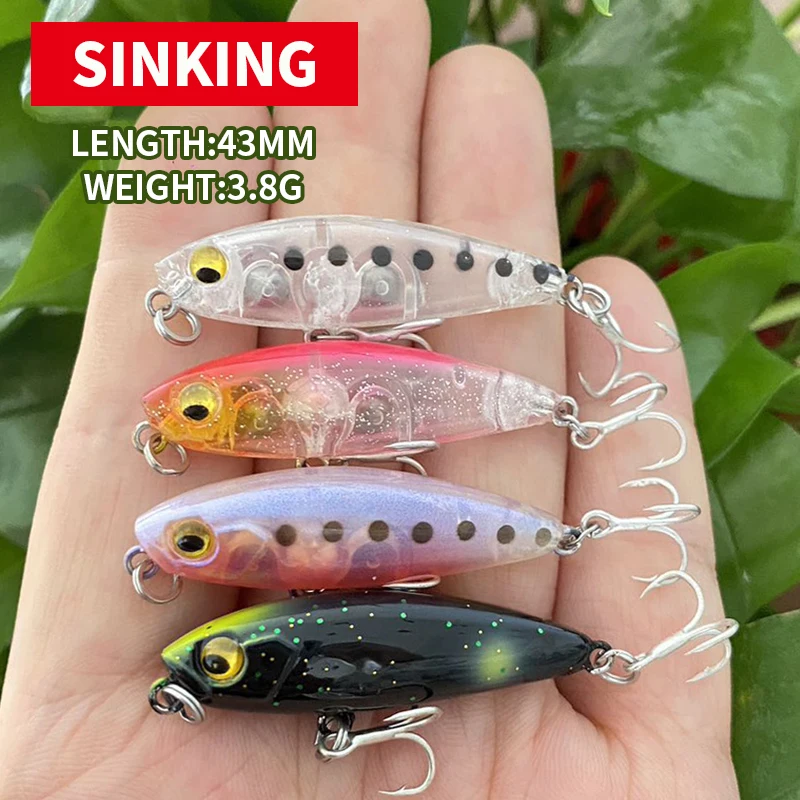 1 Pcs 43mm 3.8g Trout Bass Lure Pesca Artificial Bait Sinking Mini Pencil Lures Hard Plastic Lures Fishing Tackle 9038