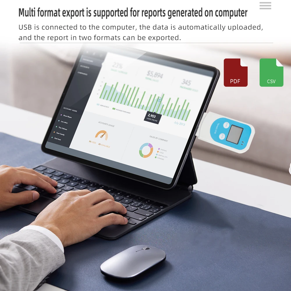 TempU07B مسجل بيانات درجة الحرارة والرطوبة USB مسجل درجة الحرارة والرطوبة PDF تقرير Datalogger ميزان الحرارة الرطوبة لسلسلة الباردة #3