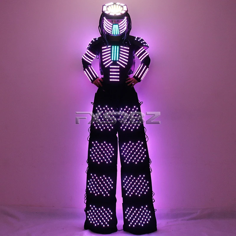 Stilts Walker LED Robot Costumes LED Light Robot Suit For Party Performance Electronic Music Festival DJ Laser Clothing Show