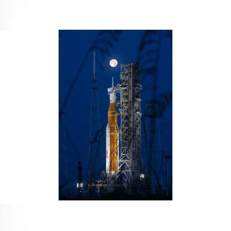 Artemis I Space Launch System SLS Rocket Launch Pad Moon, Art Print Canvas Poster, Living Room Decor, Home Wall Picture