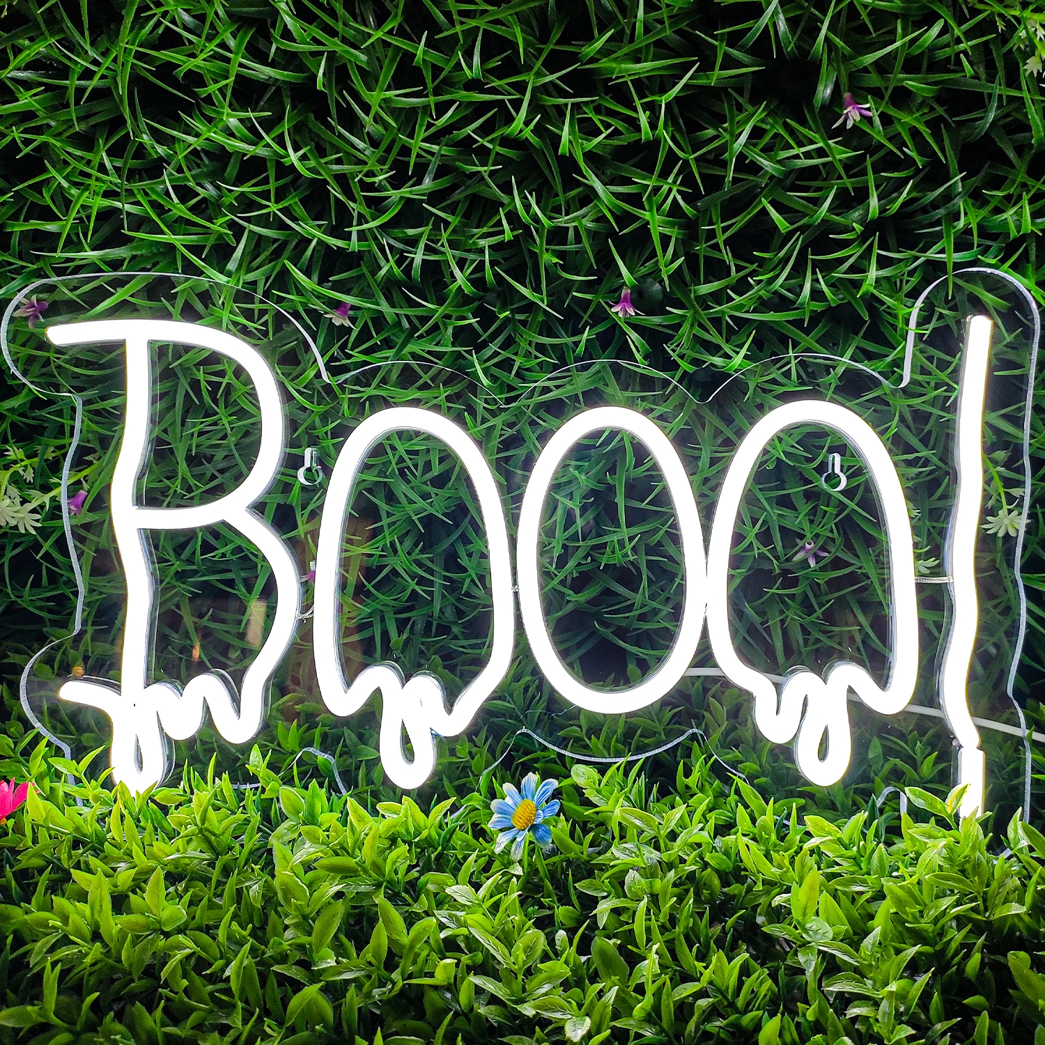 Imagem -04 - Boo Halloween Neon Sign para Decoração Led Light up Regulável Festa Sinal de Néon para Casa Bar Sala Usb