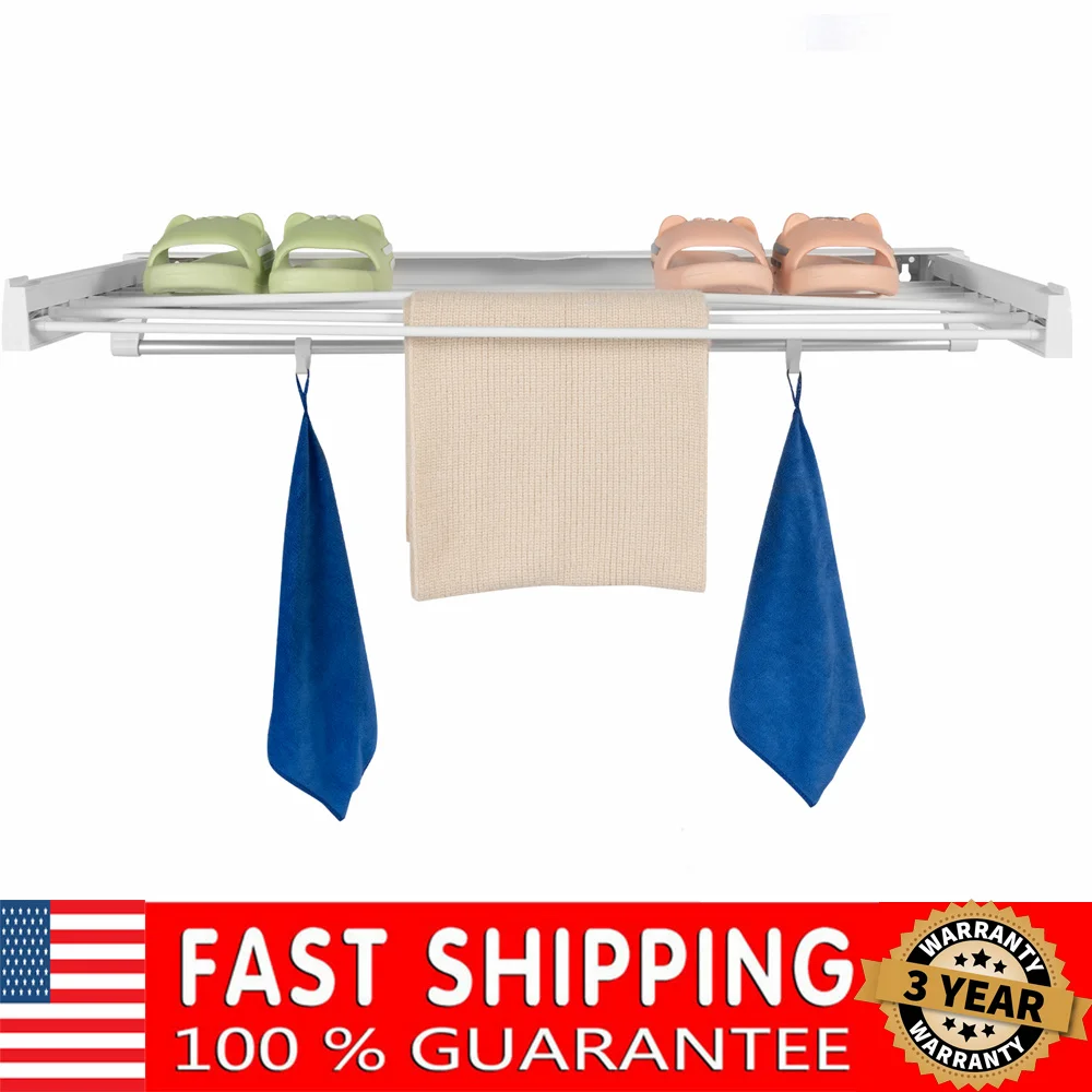 Laundry Clothes Storage Drying Rack Retractable Folding Dryer Hanger Wall Mount Collapsible