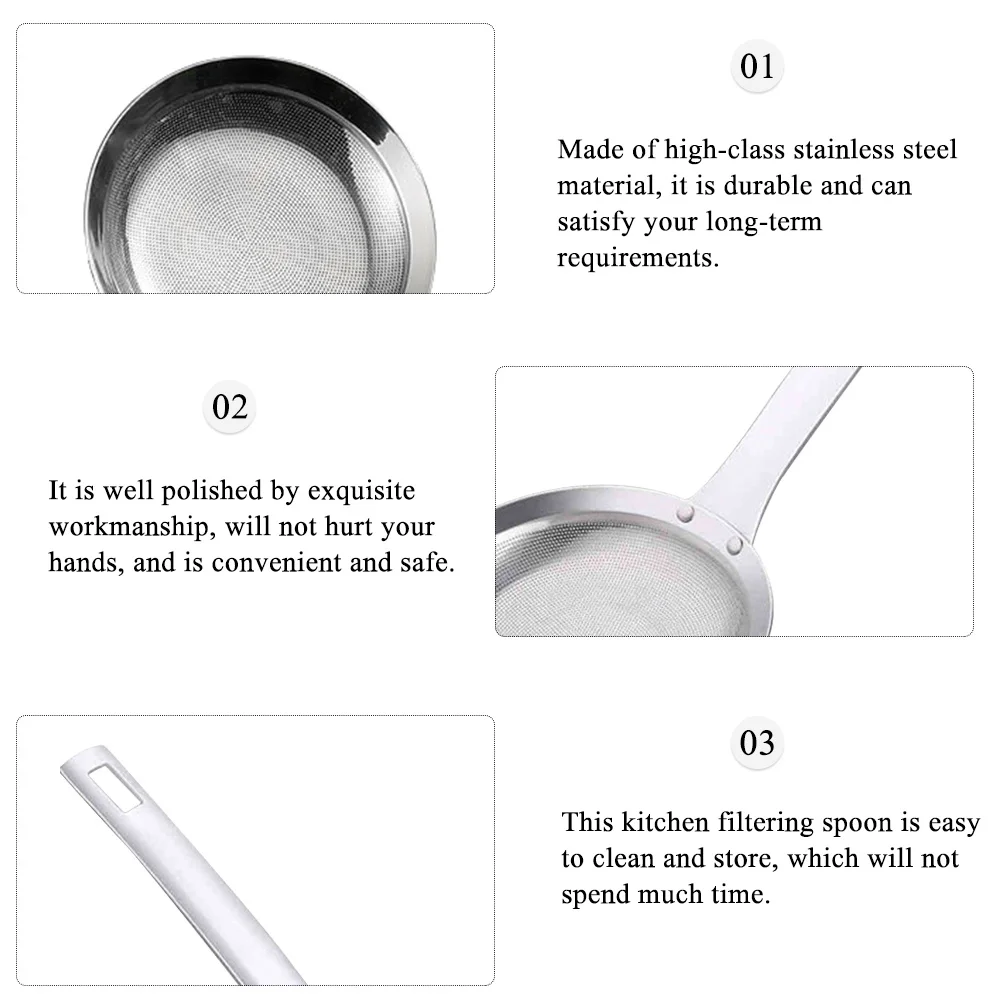 

Stainless Steel Oil Filter Spoon Mesh Strainer Practical Kitchen Gadget for Frying Hot Pot Cooking Juice Soy Milk